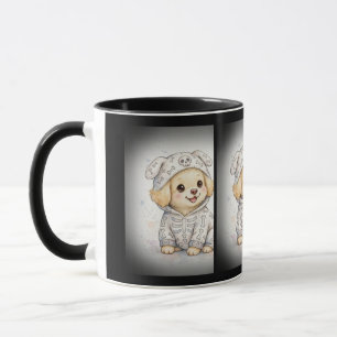 Caneca Fato de Esqueleto de Cachorrinho Dourado Halloween