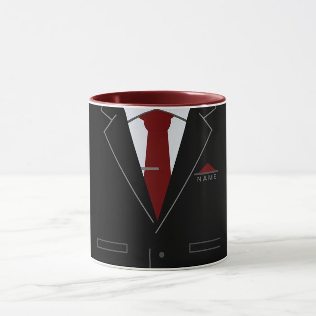 Caneca Fato preto elegante e gravata vermelha - Adicione  (Centro)