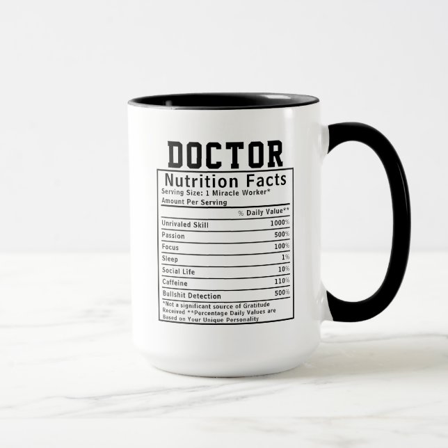 Caneca Fatos de Nutrição de Médico Engraçado Presente par (Direita)