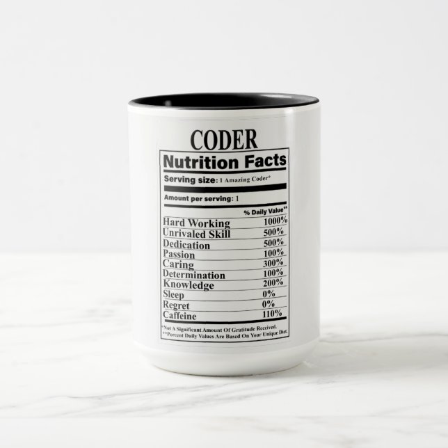 Caneca Fatos de Nutrição do Coder (Centro)