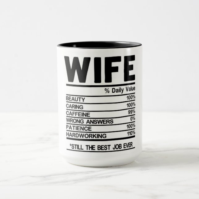 Caneca Fatos Engraçados de Nutrição por Esposa (Centro)