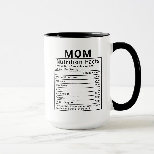 Caneca Fatos Nutricionais Divertidos para Mãe Presente do (Direita)