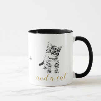Caneca Faux gold glitter text black cat