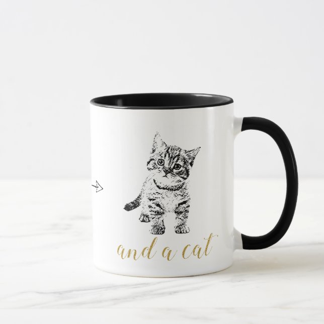 Caneca Faux gold glitter text black cat (Direita)