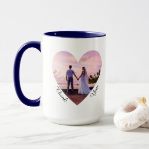 Caneca Favor de casamento foto coração azul marinho agrad