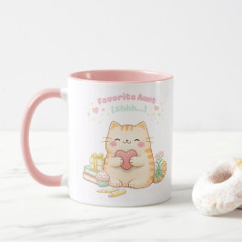 Caneca Favorite Aunt Shh Cute Kawaii Kitty Cat Sweet Pink