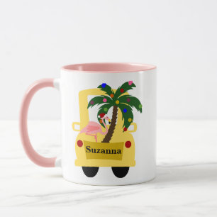Caneca Fazenda de Árvore Tropical de Natal Divertida com