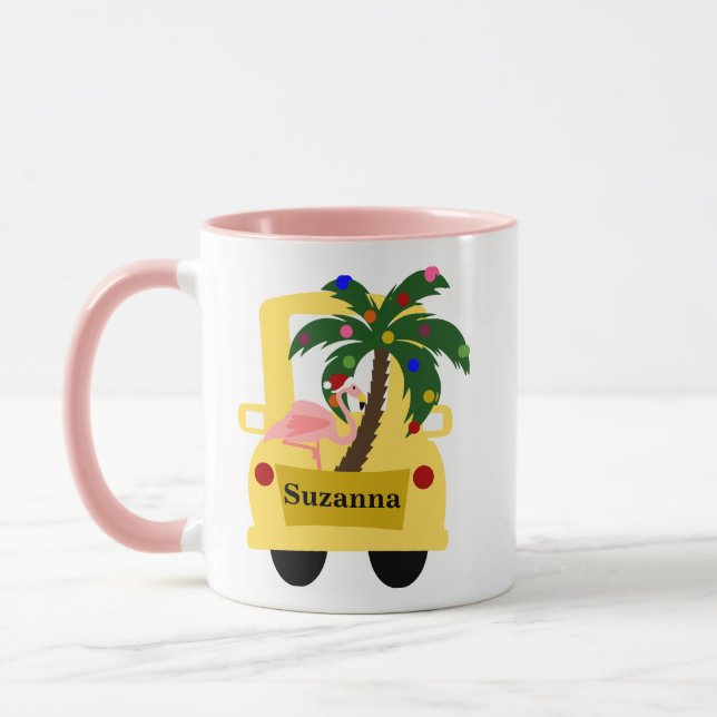 Caneca Fazenda de Árvore Tropical de Natal Divertida com  (Esquerda)