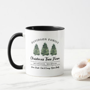 Caneca Fazenda de Árvores de Natal Rústica da Família Mon