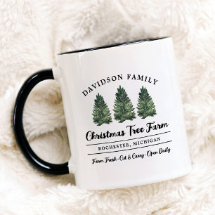 Caneca Fazenda de Árvores de Natal Rústica da Família Mon
