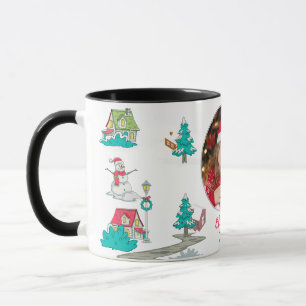 Caneca Fazenda de Árvores de Natal Vintage Vida Preta