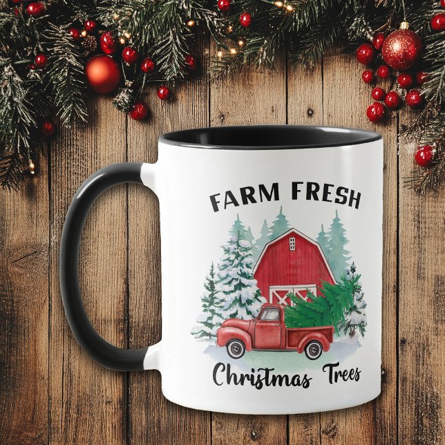Caneca Fazenda Nostalgia Árvores de Natal frescas (Criador carregado)