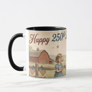Caneca Fazenda Patriótica, Vintage Feliz 250º EUA 2026,