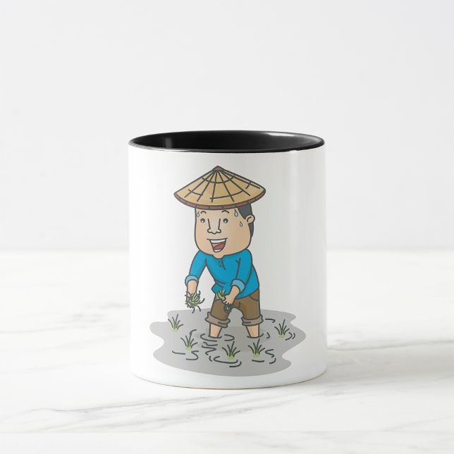 Caneca Fazendeiro Feliz de Arroz (Criador carregado)