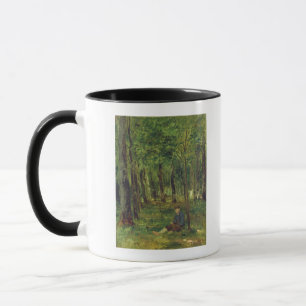 Caneca Fazendeiro novo que senta-se na floresta, 1878