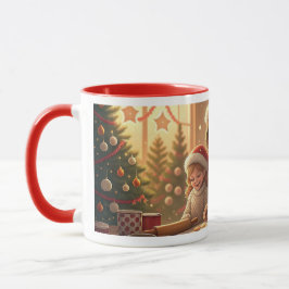 Caneca fazendo biscoitos de natal com a mamãe