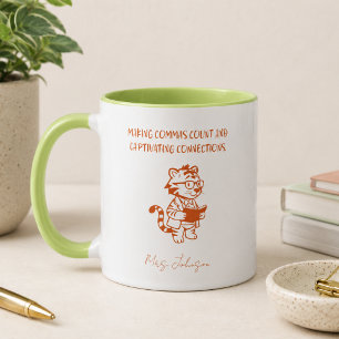 Caneca Fazendo Vírgulas Contarem Conexões Cativantes Gram