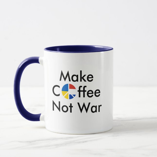 Caneca Fazer café não guerra Rússia Ucrânia guerra (Esquerda)