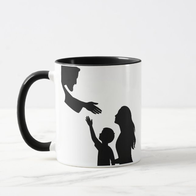 Caneca Fé e Família Mãe Filho Conectando a Deus (Esquerda)