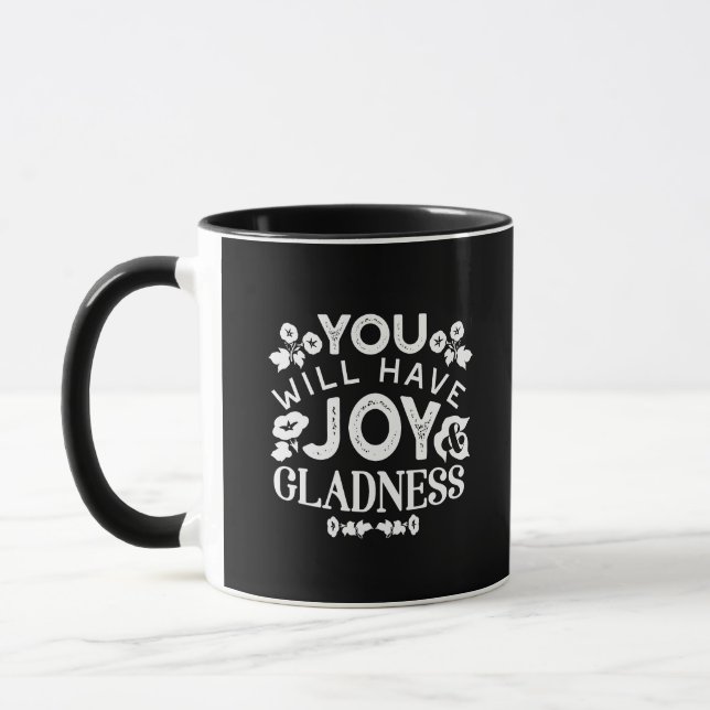Caneca Fé e Felicidade – Citações de Alegria e Contentame (Esquerda)