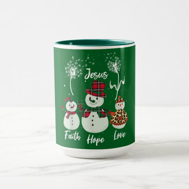 Caneca Fé, Esperança e Amor: Um Natal de Boneco de Neve  (Centro)