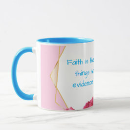 Caneca Fé rosa e azul é Mug Religioso