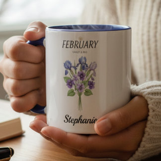 Caneca February Birthday Violet Iris Botanical