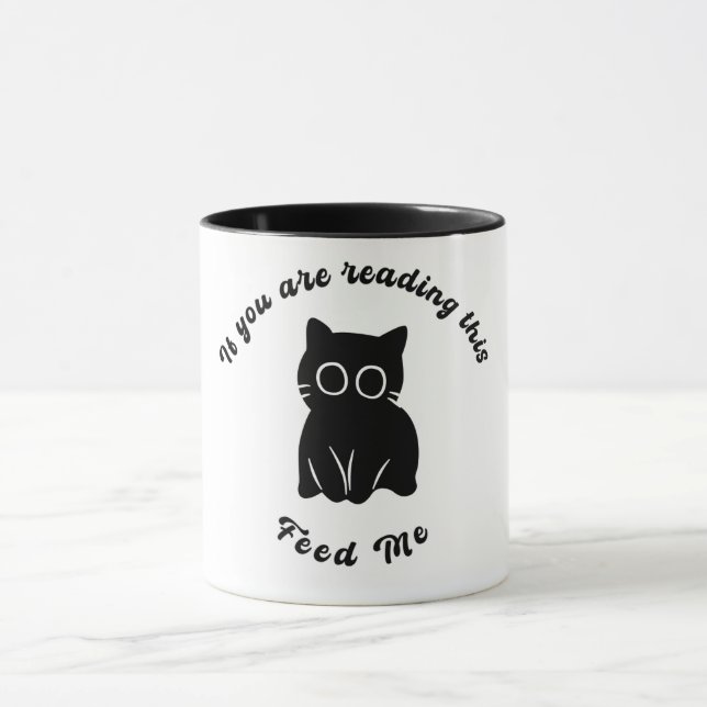 Caneca Feed Me Cat Lover Mug - Minimalist Humor Design (Centro)