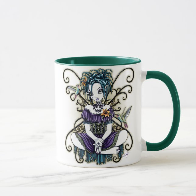 Caneca feericamente da arte do colibri gótico de (Direita)