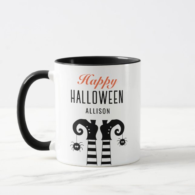 Caneca Feet de Bruxa Feliz de Halloween Personalizado (Esquerda)