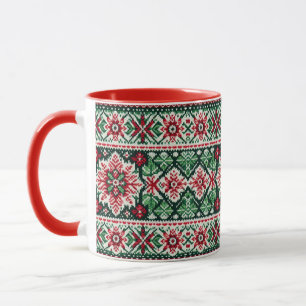 Caneca Feira de Natal/Inverno vermelha e verde
