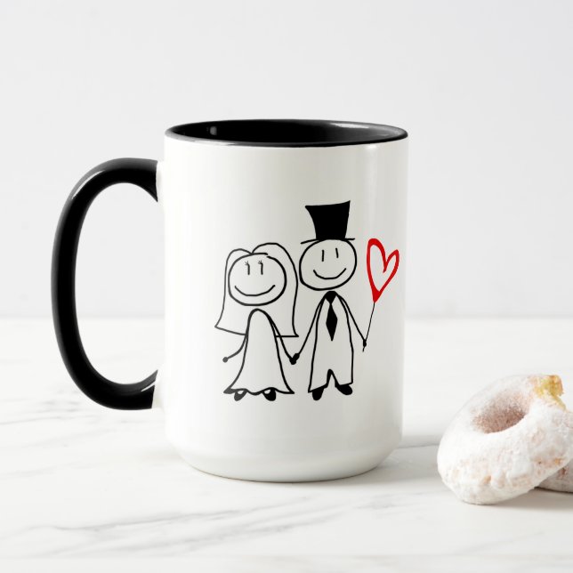 caneca feita sob encomenda combinado do casamento (Com Donut)