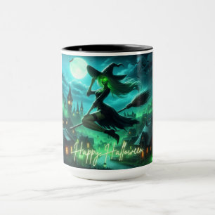 Caneca Feiticeira de Halloween verde-Spooky