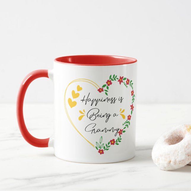 Caneca Felicidade é Ser Uma Avó Dia das Mães Engraçado (Com Donut)