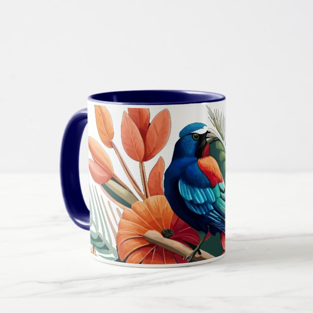 Caneca Felicidade tropical: Fusão vibrante da Flora (Frente Esquerda)