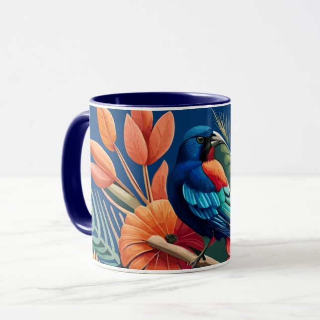 Caneca Felicidade tropical: Fusão vibrante da Flora (Frente Esquerda)