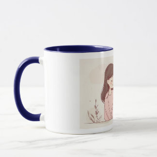 Caneca "Feline Friendship" Ceramic Mug - White with Blue