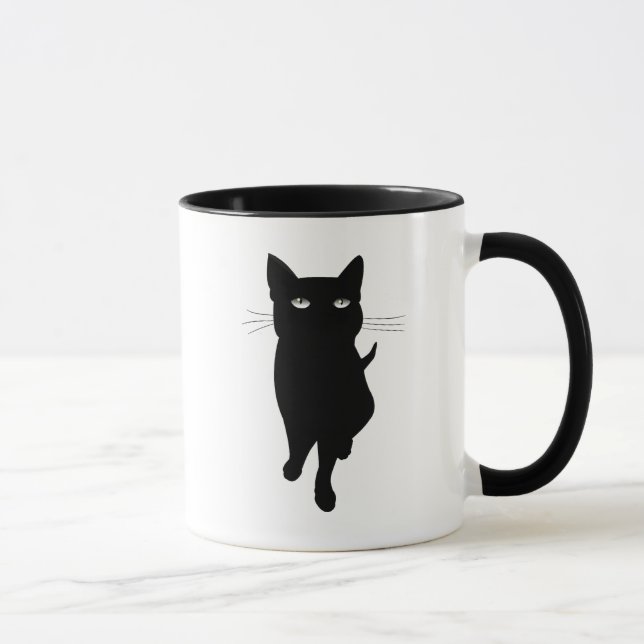 Caneca Felino bonito do gato preto (Direita)