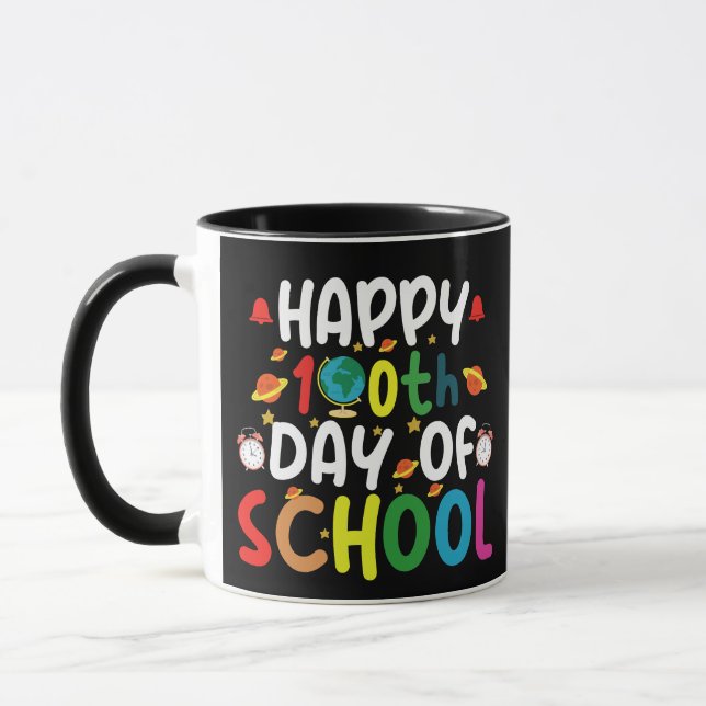 Caneca Feliz 100º Dia de Aula Professor Aluno (Esquerda)