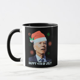 Caneca Feliz 4 de julho Biden Natal Santa Hat Engraçado