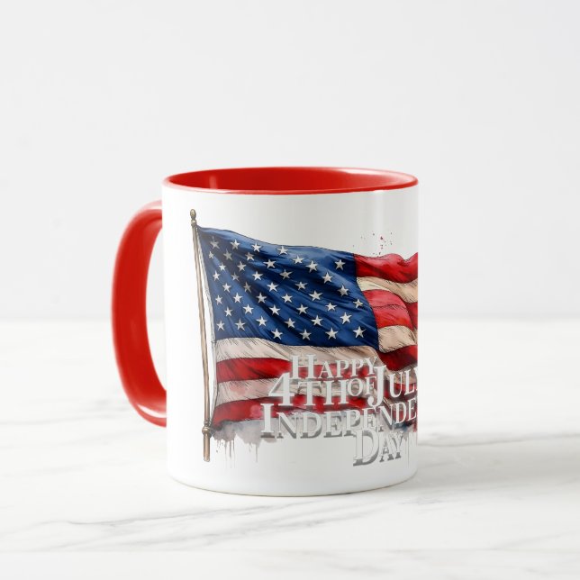 Caneca Feliz 4 de julho - Dia da Independência (Frente Esquerda)
