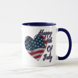 Caneca Feliz 4 de julho do USA Flag Heart
