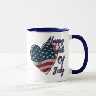 Caneca Feliz 4 de julho do USA Flag Heart