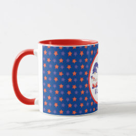 Caneca Feliz 4 de julho Gnomos Vermelho Azul