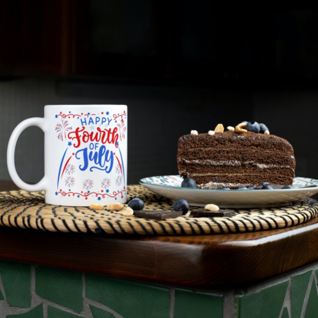Caneca Feliz 4 De Julho Vermelho Azul E Branco (Criador carregado)
