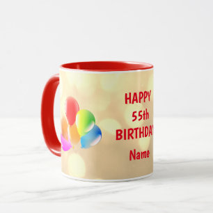 Caneca Feliz 55.º Aniversário Colorido Personalizado