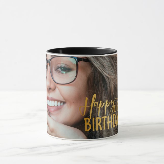 Caneca Feliz 60º aniversário - Script Personalizado Foto (Centro)