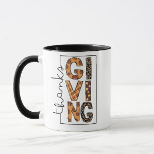 Caneca Feliz Ação de Graças Leopard Imprime Rainbow Turke