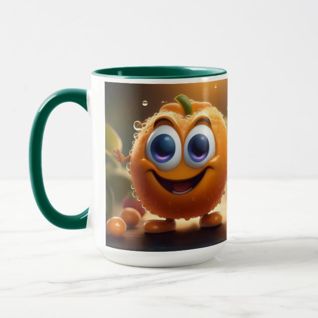 Caneca Feliz Animado 3d Laranja, (Esquerda)