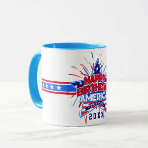 Caneca Feliz aniversário América 4 de julho BRANCO de i